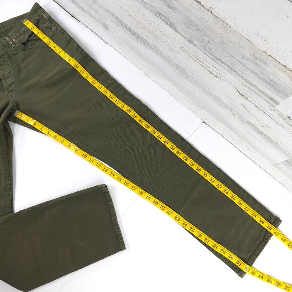 POLO RALPH LAUREN Varick Slim Straight Olive Green Denim Jeans Men's SIZE 36x32. - Picture 15 of 16